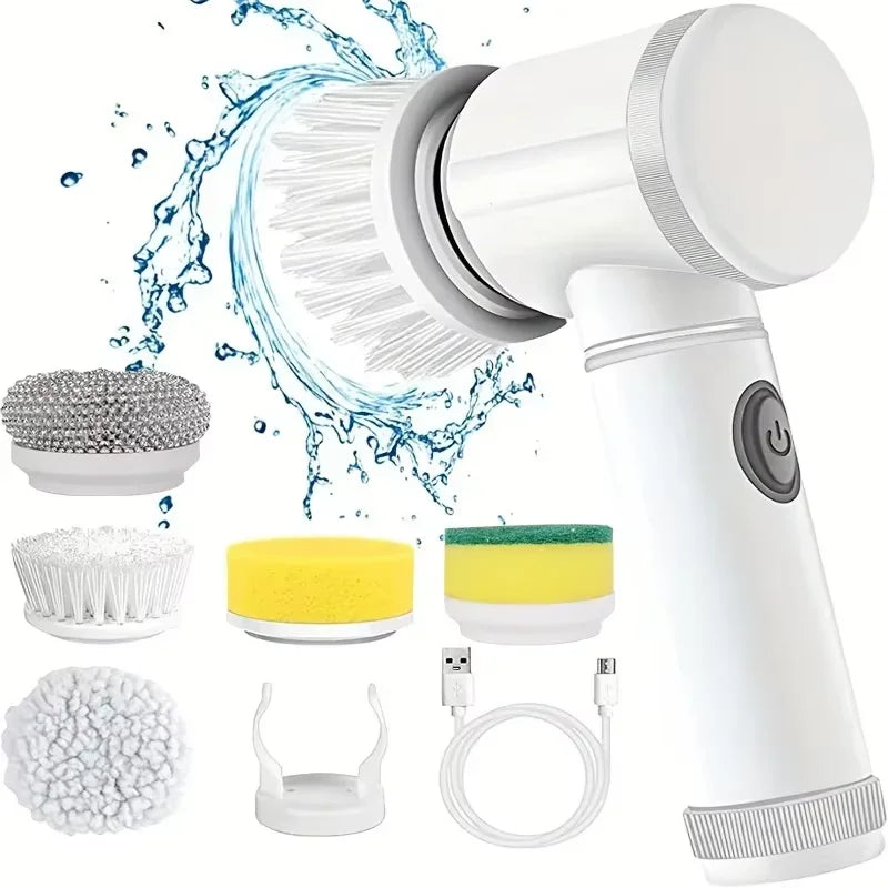 Gadgit Co Cordless Electric Spin Scrubber | 450 RPM, 5 Brush Heads, Rechargeable