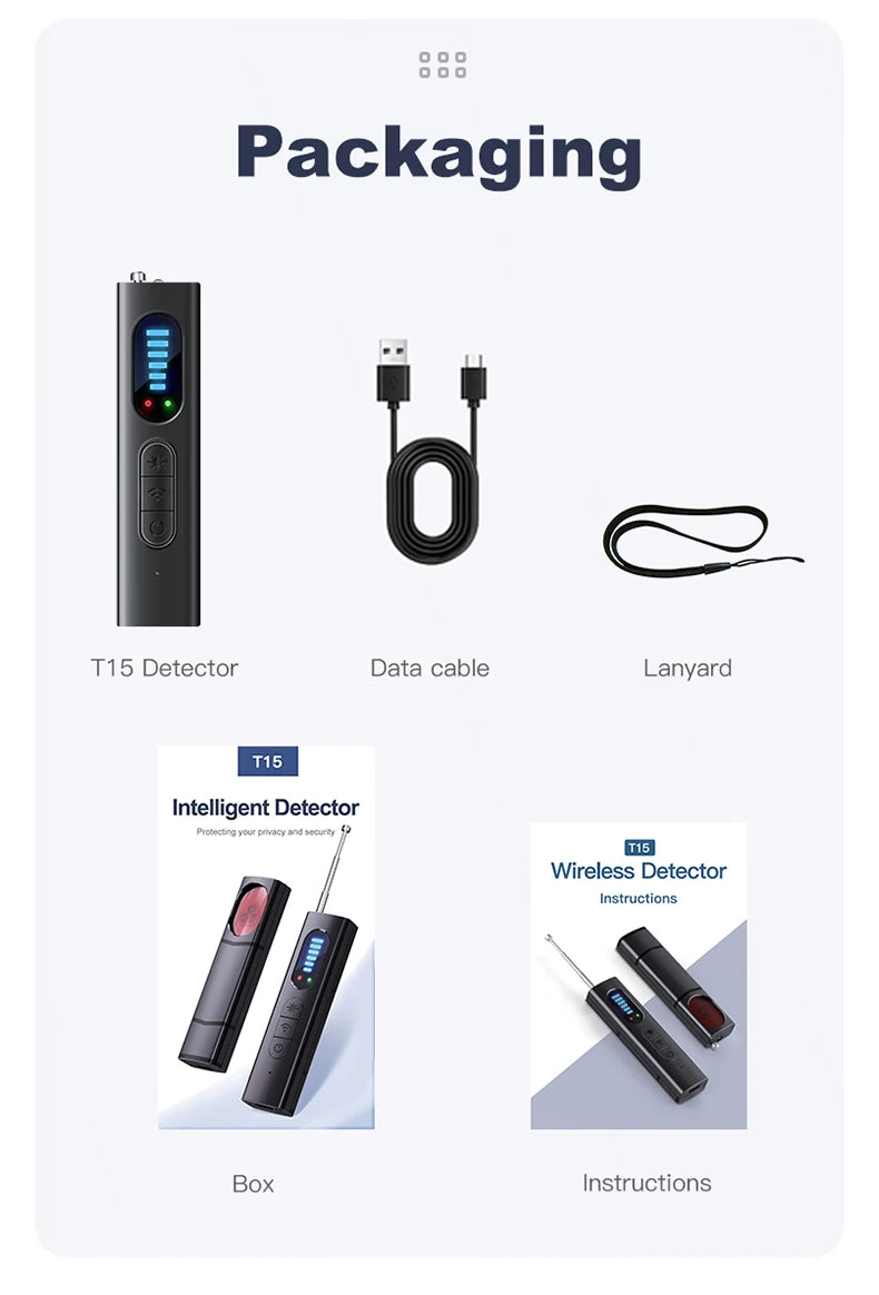 Gadgit Co T18 Multi-Function Anti-Spy Detector Pen | RF, Magnetic, Laser & Vibration