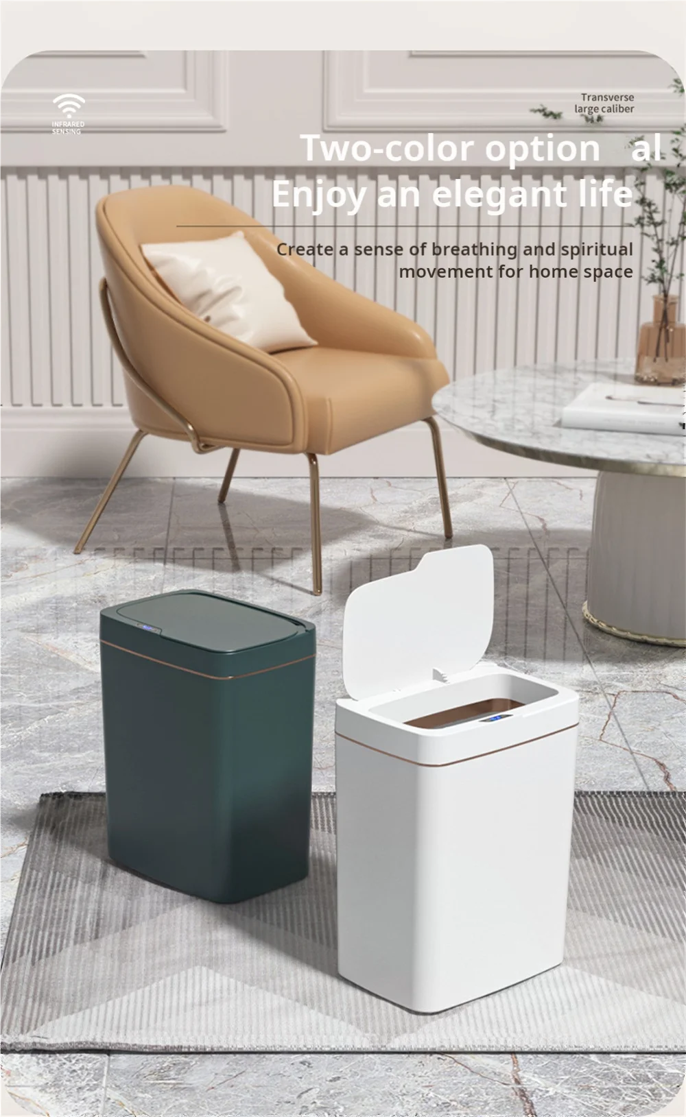 Gadgit Co Smart Sensor Trash Can | 15L, Touchless, Auto-Bag, IPX5, Bathroom & Kitchen