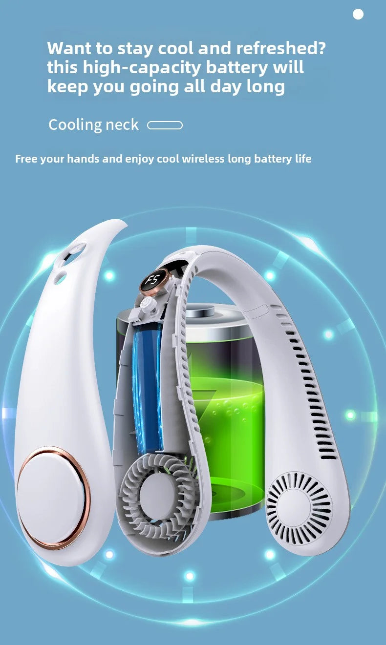 Gadgit Co Portable Bladeless Neck Fan | 5-Speed, USB Rechargeable, Hands-Free Cooling