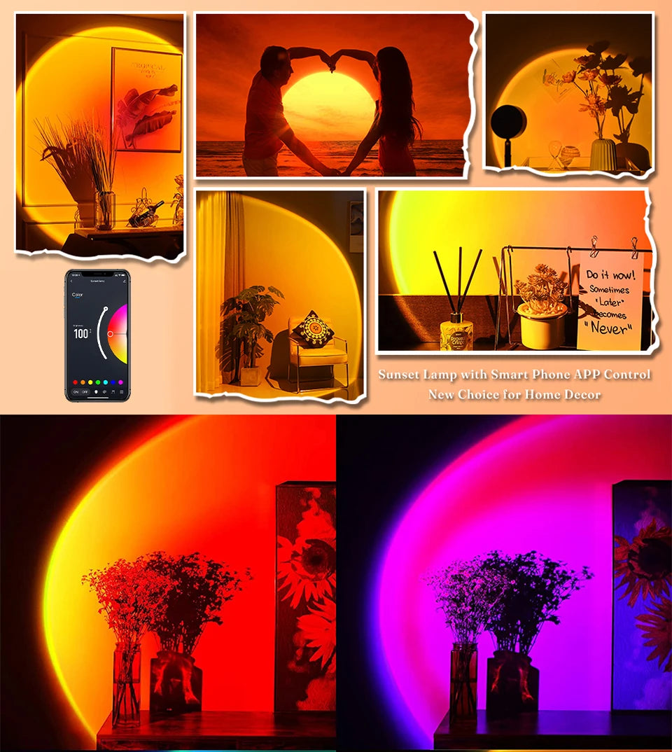 Gadgit Co ™ Smart RGB Sunset Projection Lamp | App, Remote & Music Sync