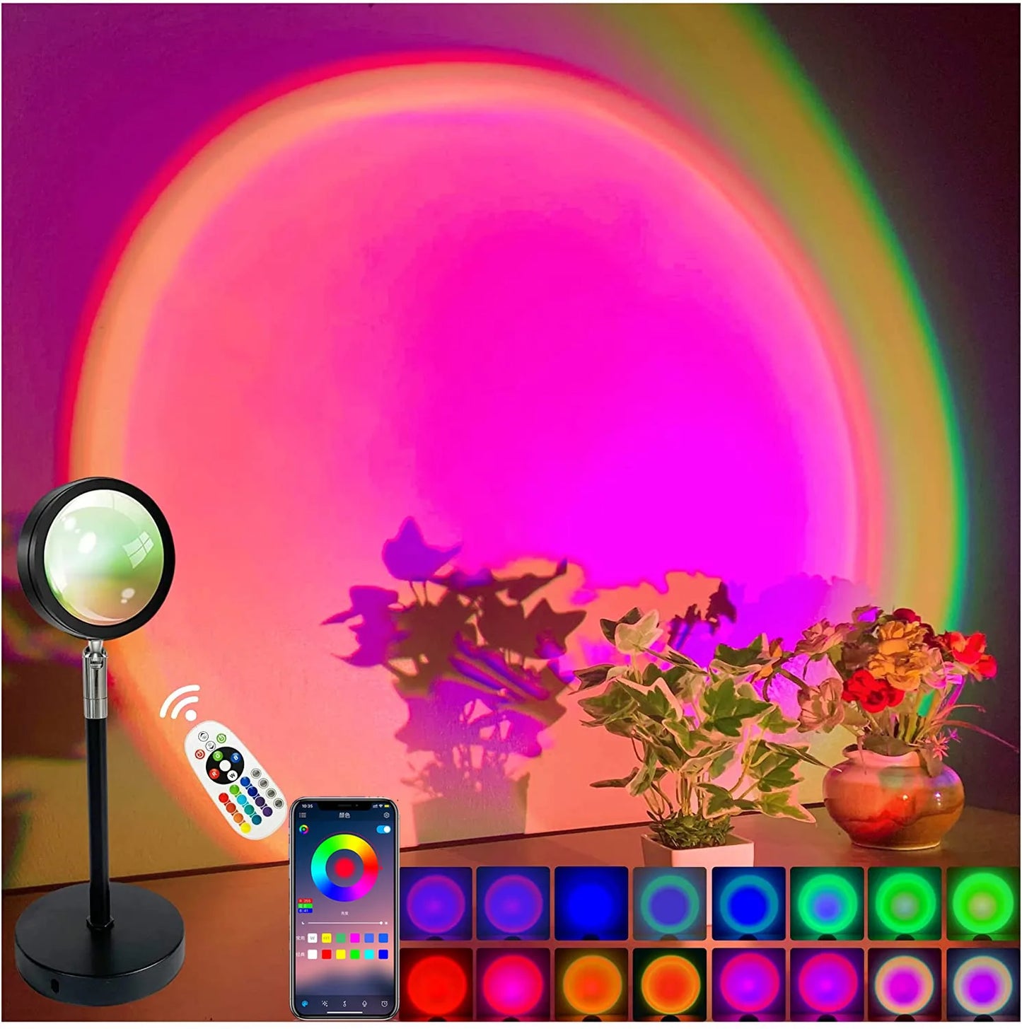 Gadgit Co ™ Smart RGB Sunset Projection Lamp | App, Remote & Music Sync