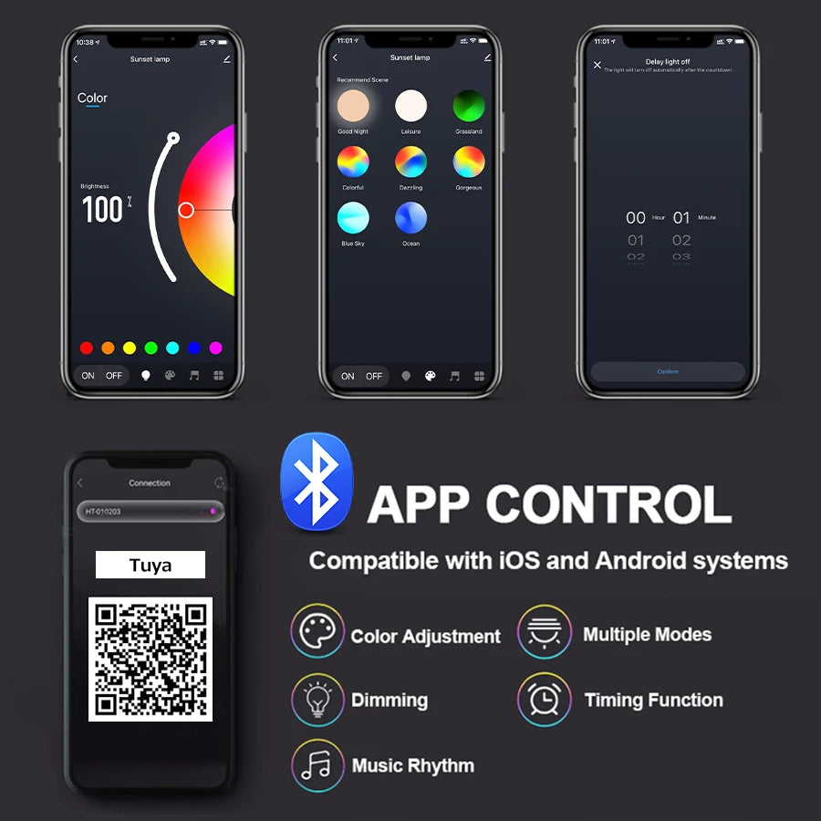 Gadgit Co ™ Smart RGB Sunset Projection Lamp | App, Remote & Music Sync