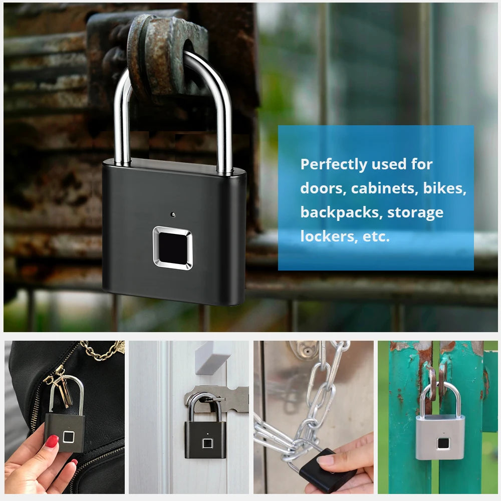 Gadgit Co Smart Fingerprint Padlock | IP67 Waterproof, 0.2s Unlock, Type-C Rechargeable