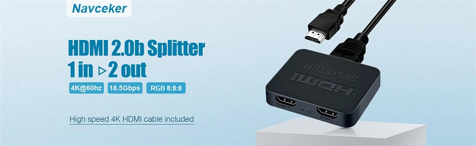 SplitHub Pro™ – 4K UHD HDMI 2.0 1x2 Splitter