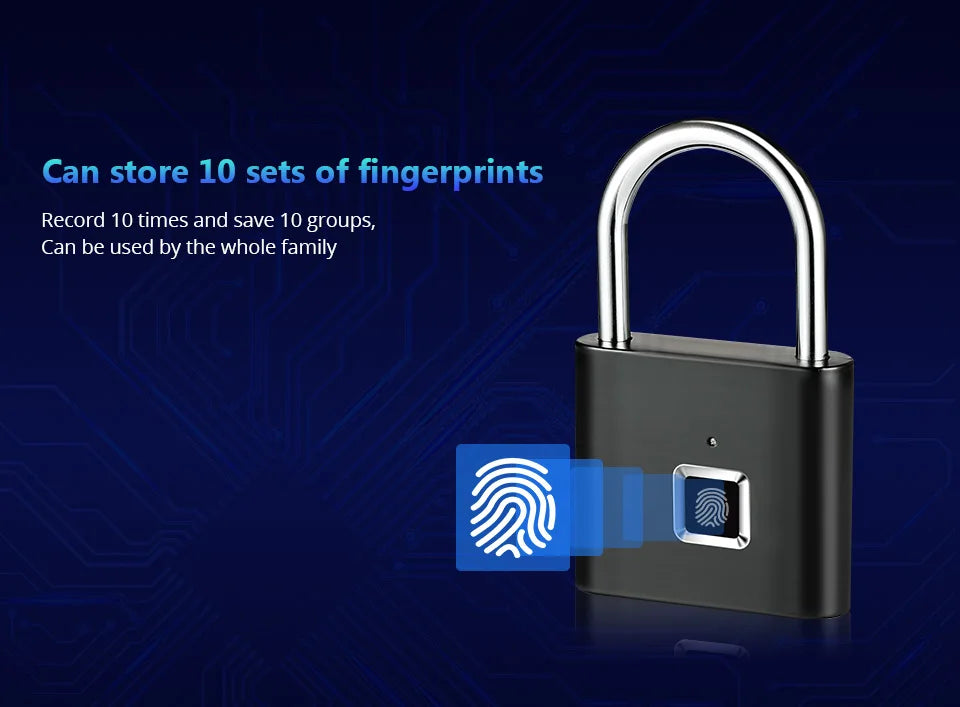 Gadgit Co Smart Fingerprint Padlock | IP67 Waterproof, 0.2s Unlock, Type-C Rechargeable