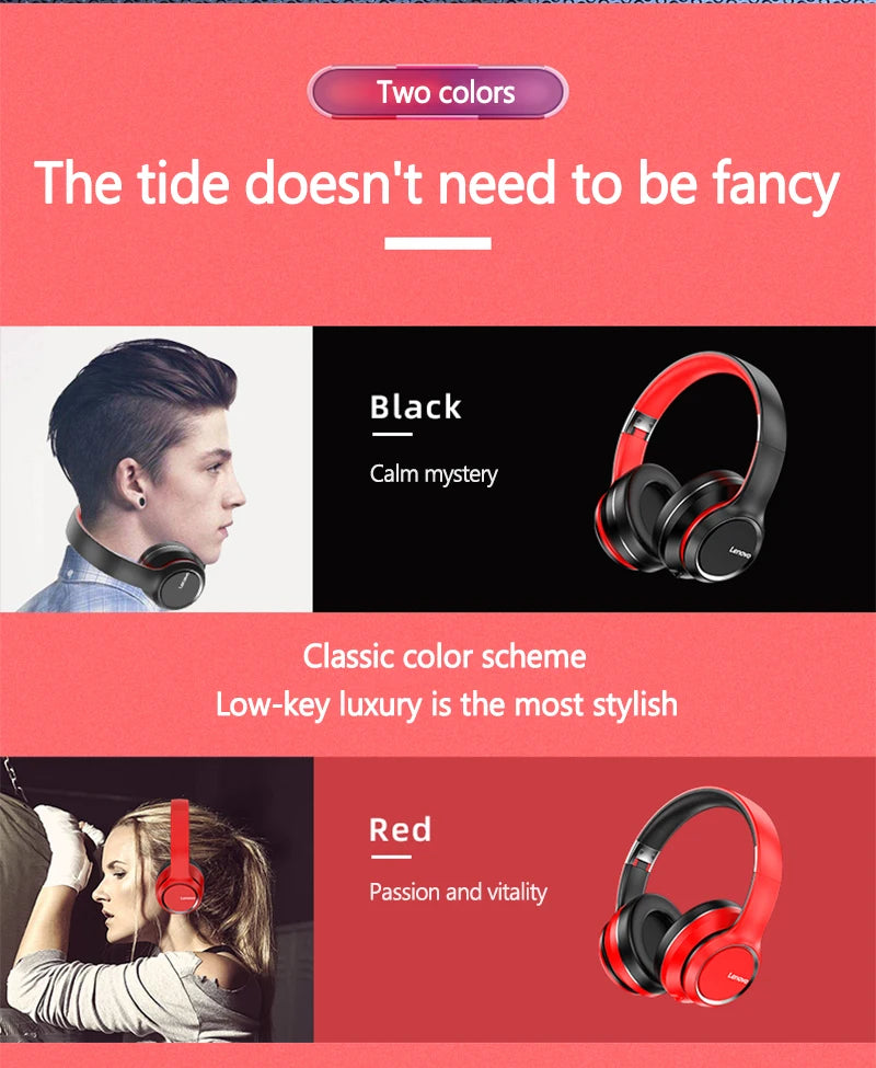 Lenovo HD200 – Wireless Foldable Over-Ear Headphones