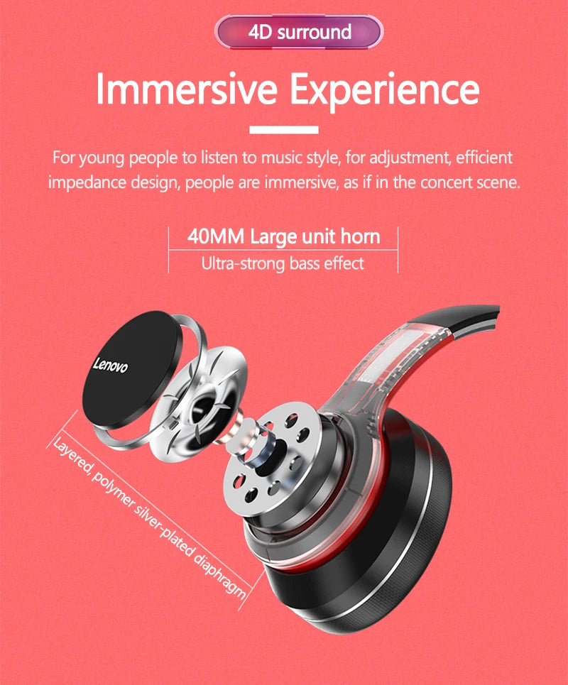 Lenovo HD200 – Wireless Foldable Over-Ear Headphones