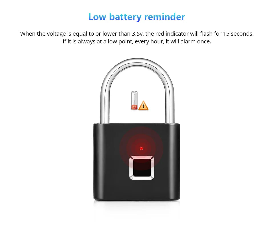 Gadgit Co Smart Fingerprint Padlock | IP67 Waterproof, 0.2s Unlock, Type-C Rechargeable