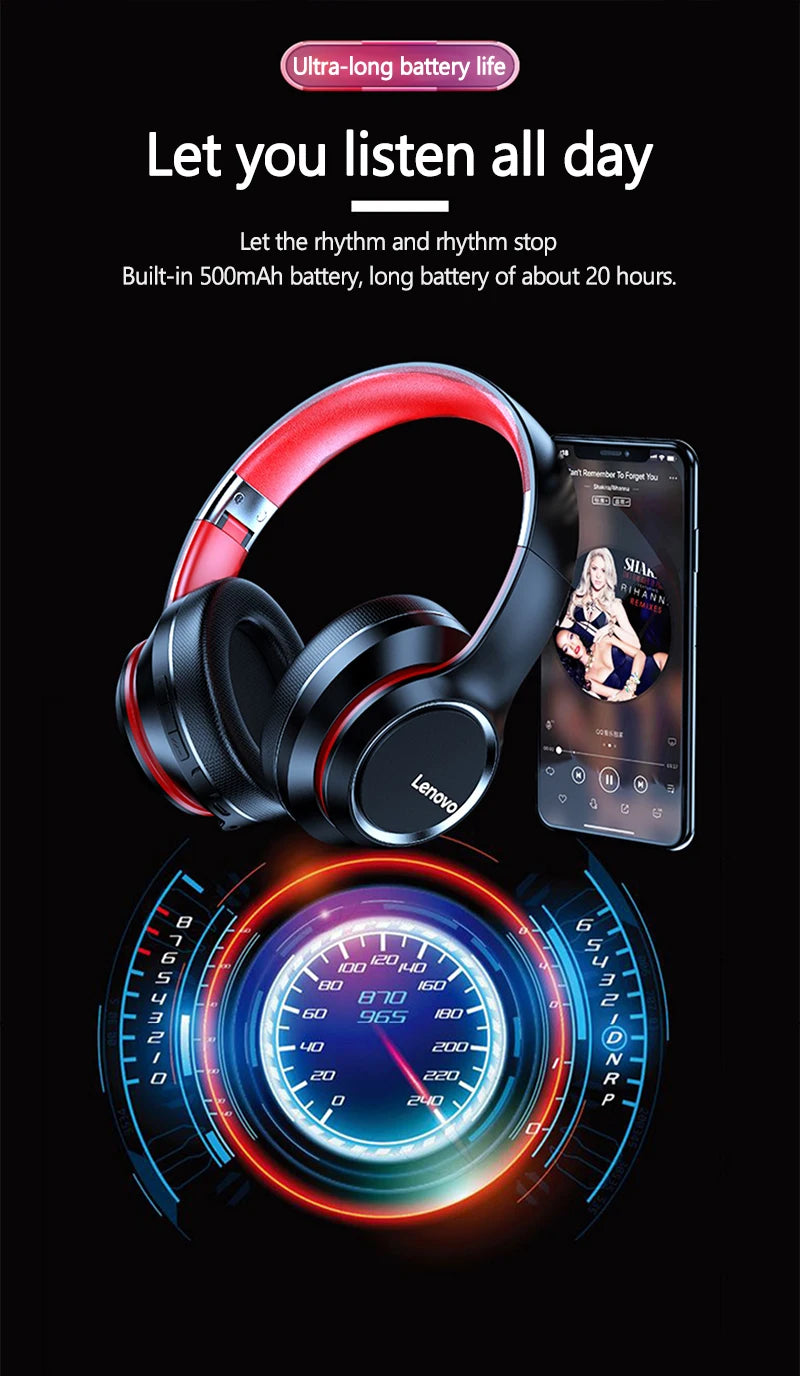 Lenovo HD200 – Wireless Foldable Over-Ear Headphones