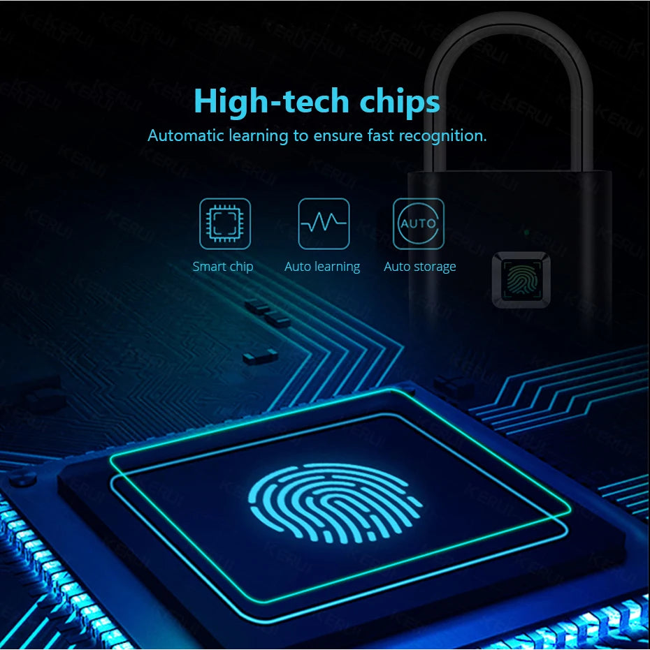 Gadgit Co Smart Fingerprint Padlock | IP67 Waterproof, 0.2s Unlock, Type-C Rechargeable