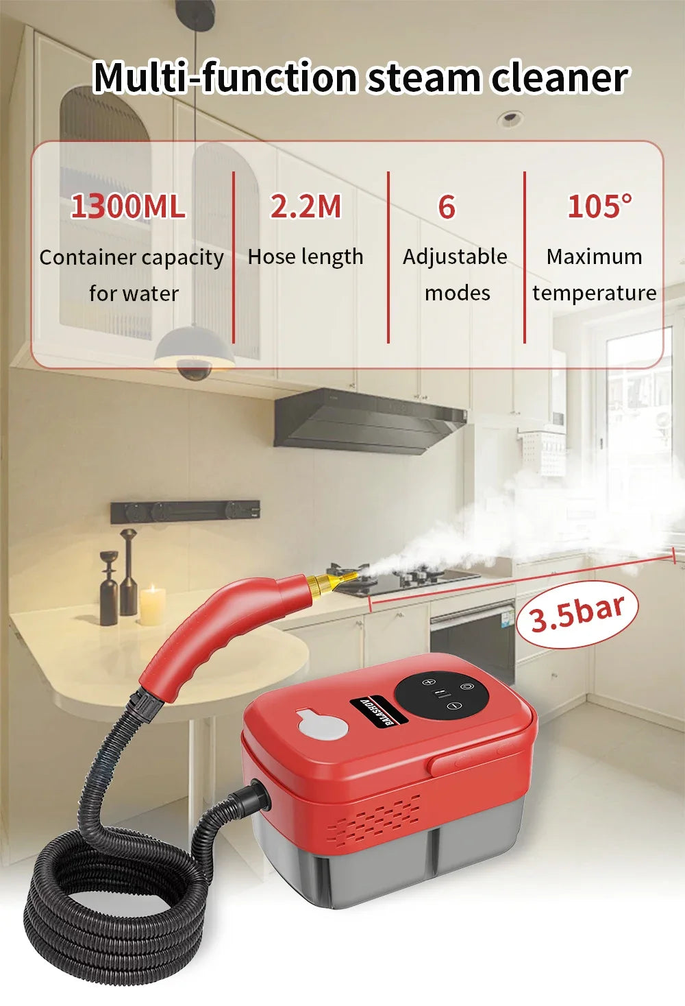 SteamMaster Pro™ – 2500W High-Power Handheld Steam Cleaner
