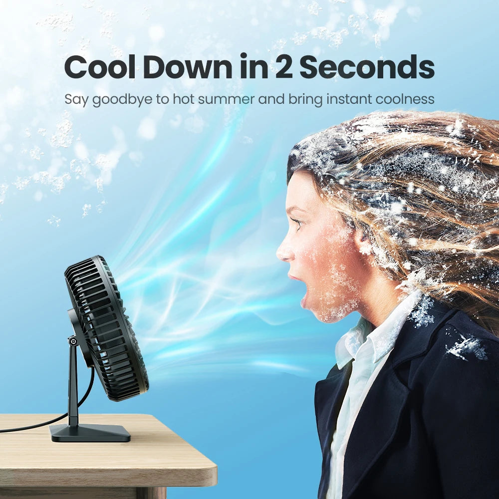 GAIATOP Desk Fan Portable USB Fan 90° Adjustable. Mute 3 Speed Adjustment