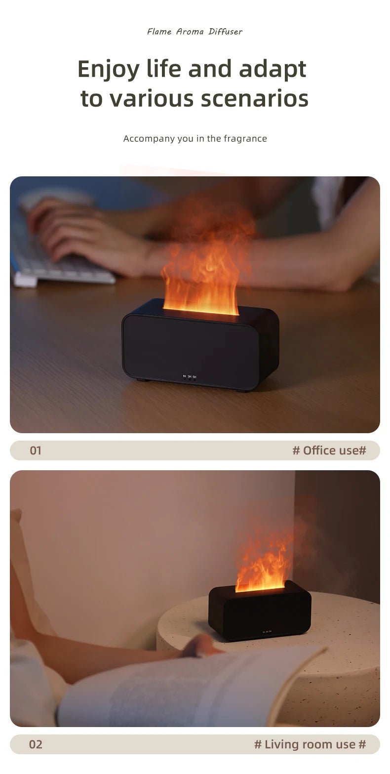 Gadgit Co 3D Flame Aroma Diffuser & Humidifier | 120ml, 7-Colour Flame, Timer