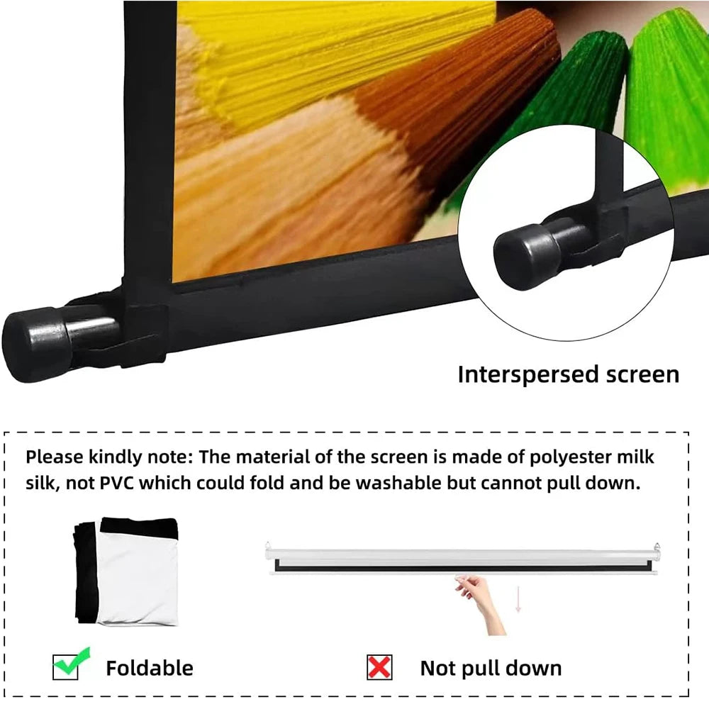 Gadgit Co™ – Foldable 16:9 Projector Screen with Stand & Carry Bag