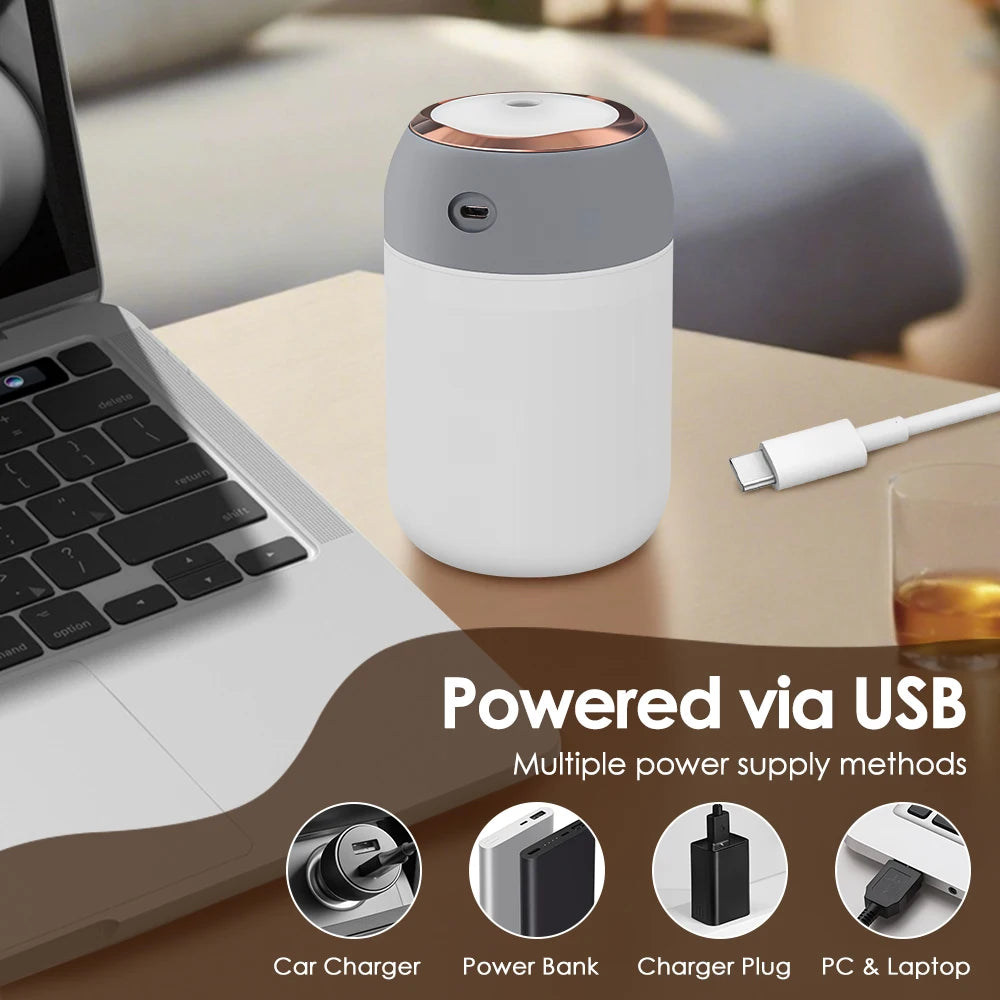 Gadgit Co 600ml Portable USB Cool Mist Humidifier & Aroma Diffuser | Dual Spray, Mood Light