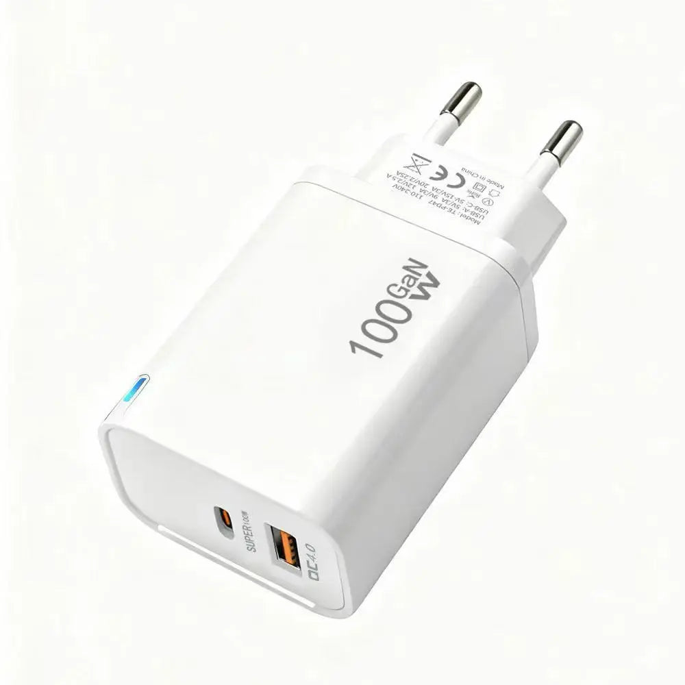 100W GaN USB-C +USBA   Charger  for MacBook Air ，Samsung Galaxy,Ipad Pro, Phone 17/16/15 and More , Power Bank  Quick Charge