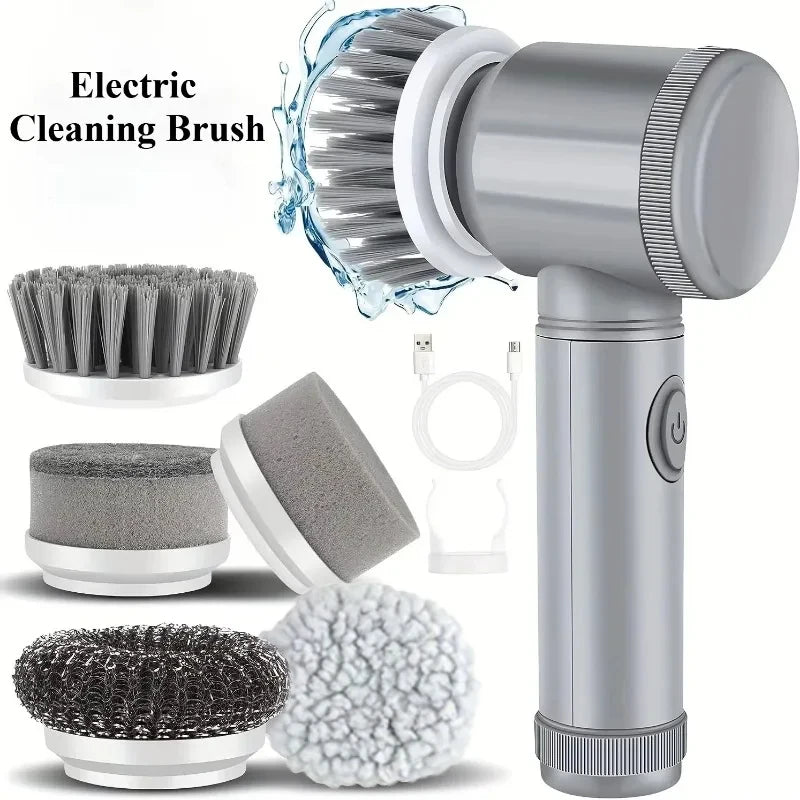 Gadgit Co Cordless Electric Spin Scrubber | 450 RPM, 5 Brush Heads, Rechargeable