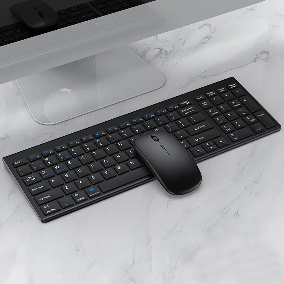 Gadgit Co™ – Slim Rechargeable Wireless Keyboard & Mouse Combo | 4-Device | Multi-Language