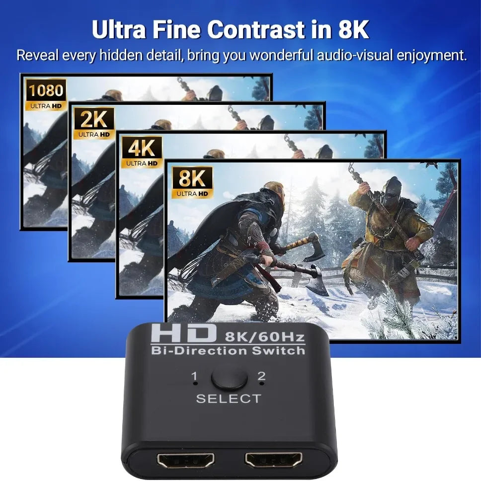 SwitchHub 8K™ – Bi-Directional HDMI 2-in-1 Splitter