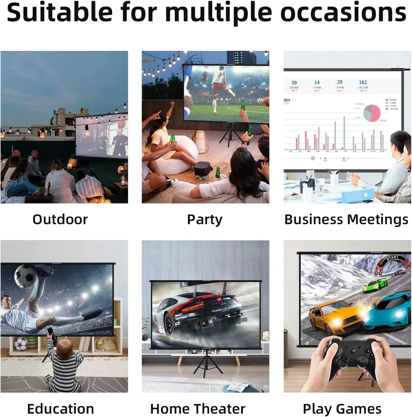 Gadgit Co™ – Foldable 16:9 Projector Screen with Stand & Carry Bag