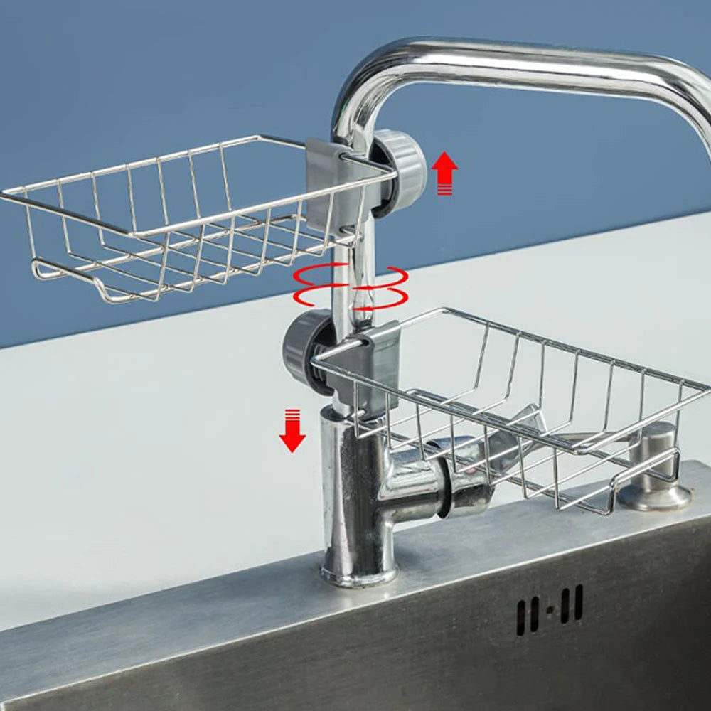Gadgit Co Faucet Sink Caddy | Sponge, Soap & Towel Holder, No Drilling, 6 Styles