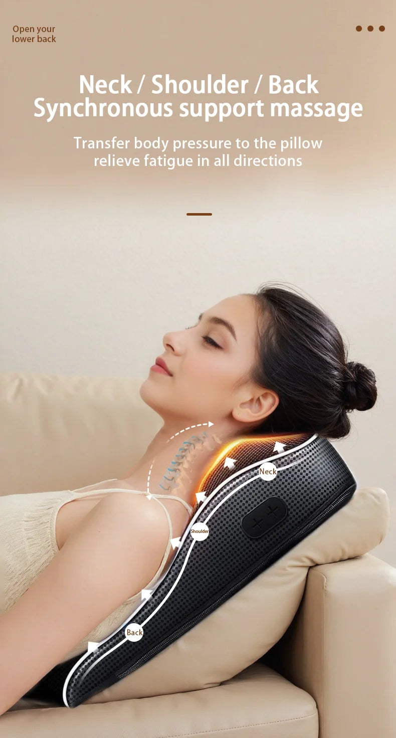ReliefPro Elite™ – Heated Shiatsu Neck & Back Massager Pillow