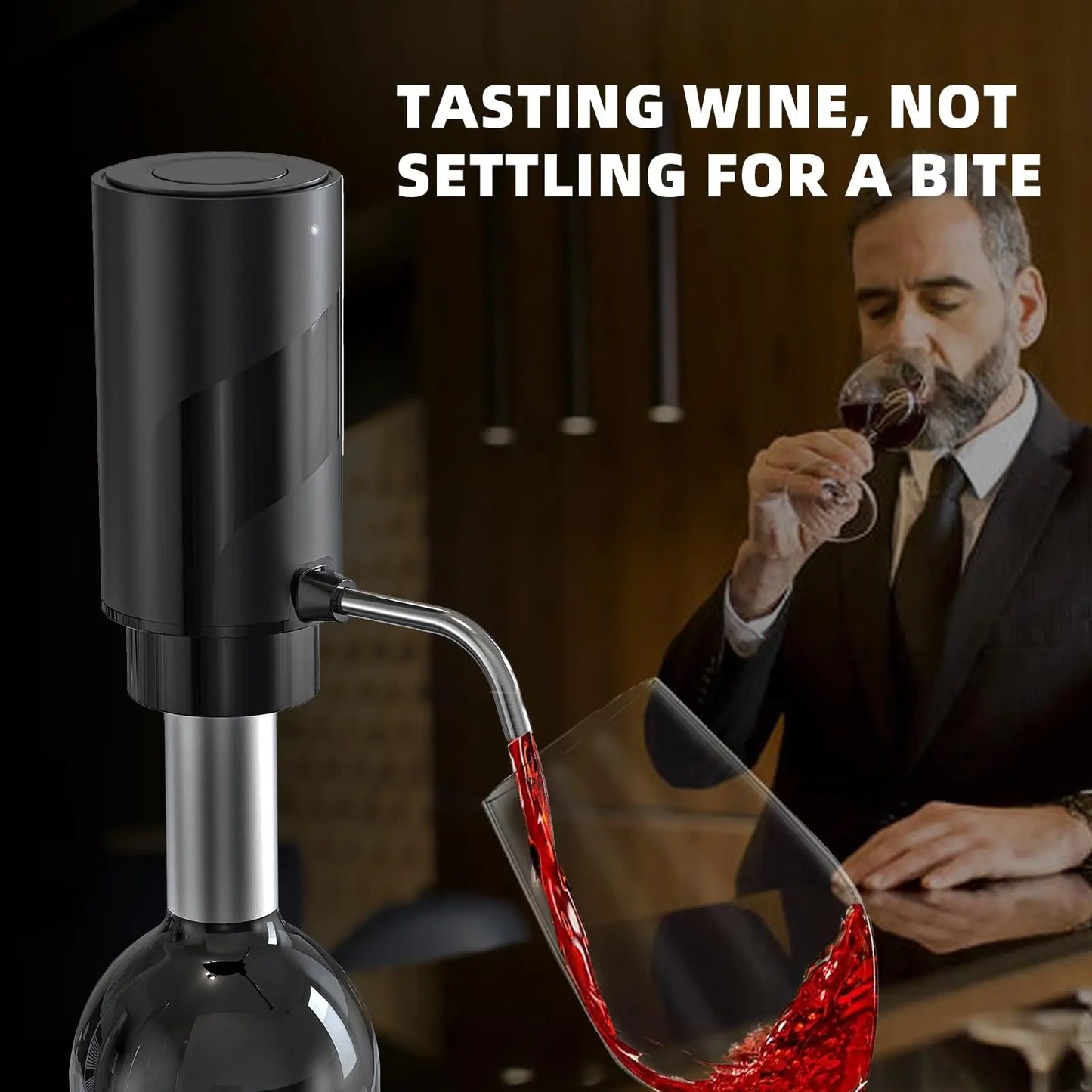 Gadgit Co Rechargeable Electric Wine Aerator & Decanter | Type-C, Auto Pour, Gift