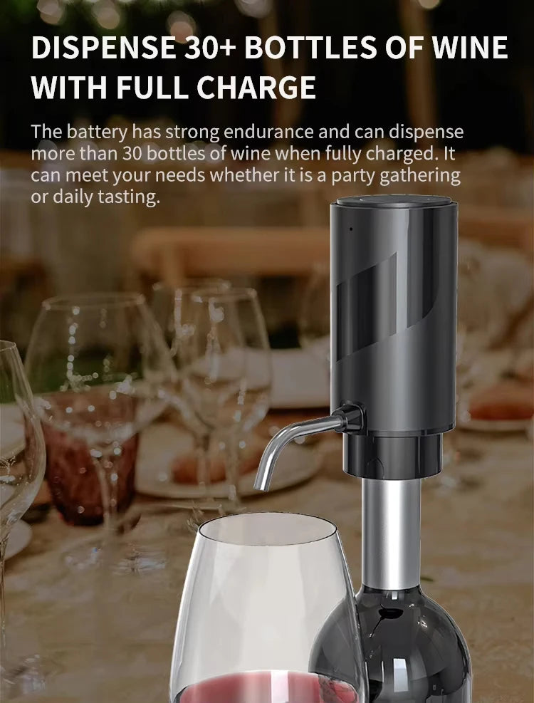 Gadgit Co Electric Wine Aerator & Dispenser | Type-C Rechargeable, Stainless Steel
