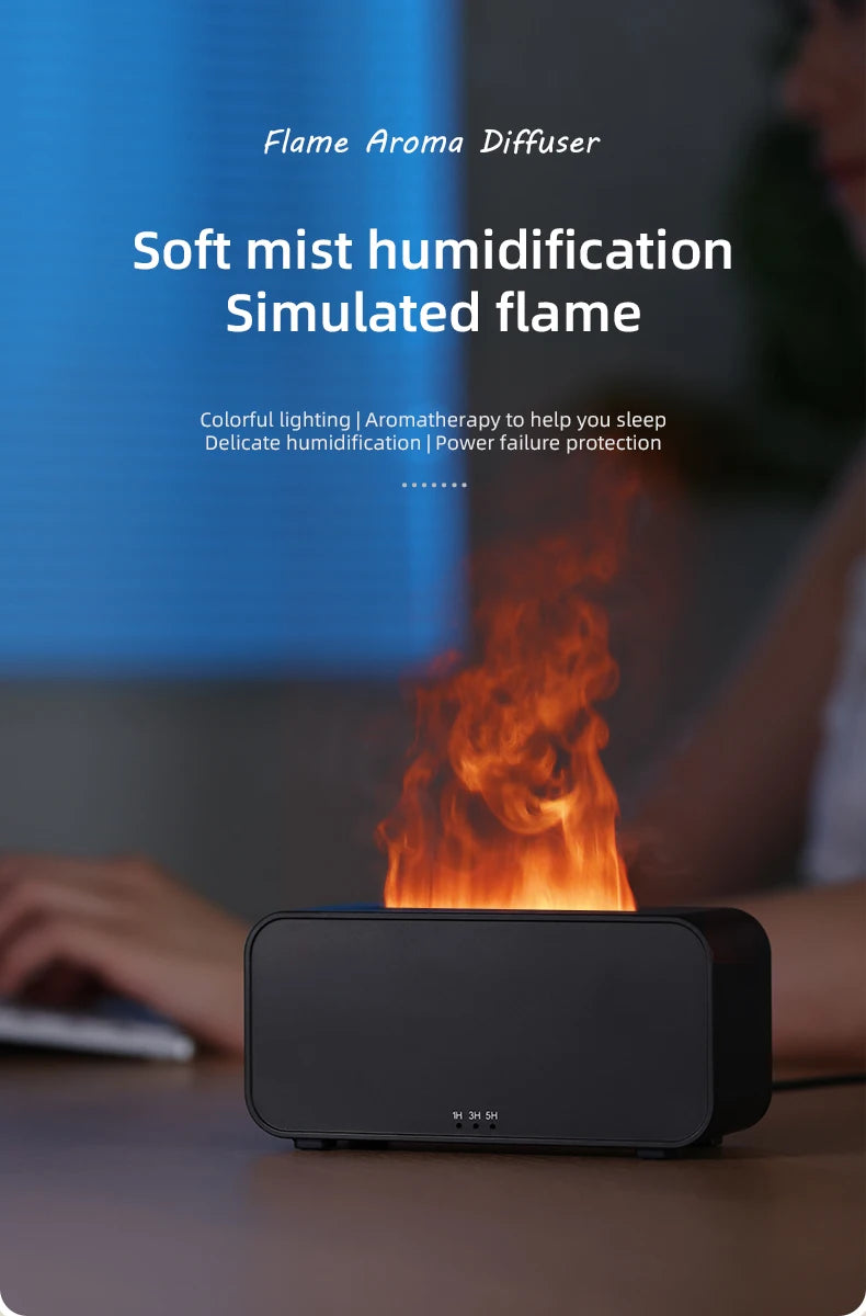 Gadgit Co 3D Flame Aroma Diffuser & Humidifier | 120ml, 7-Colour Flame, Timer