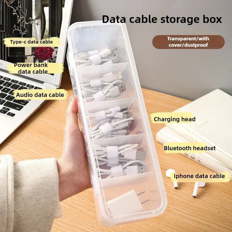 Transparent Data Cable Organizer Case for Office Home