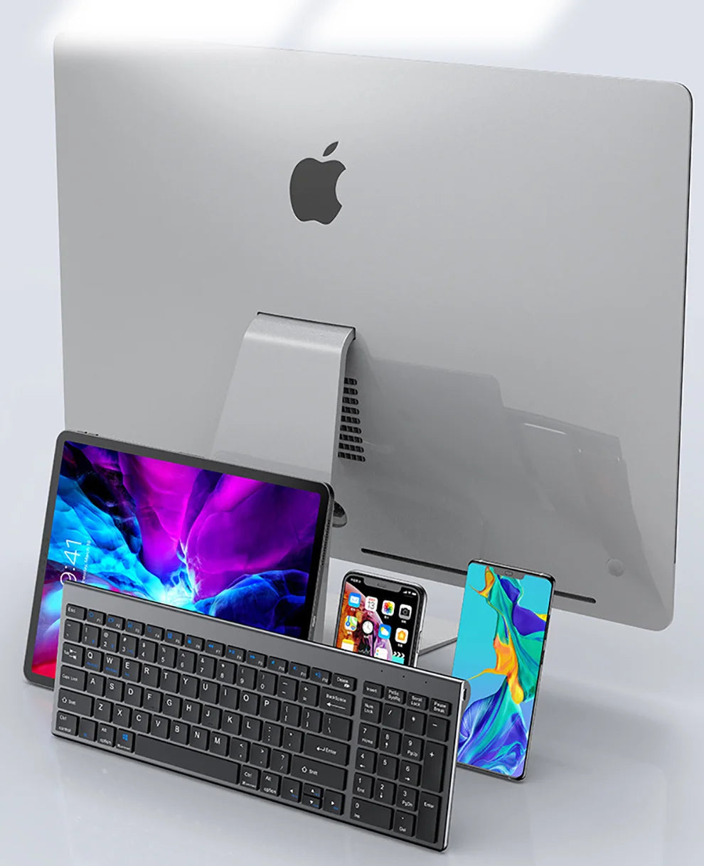 Gadgit Co™ – Slim Rechargeable Wireless Keyboard & Mouse Combo | 4-Device | Multi-Language