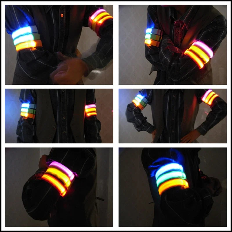 USB Rechargeable LED Night Running Armband Safety Light Belt for Outdoor Sports Cycling Bike Warning Wristband Arm Leg Light