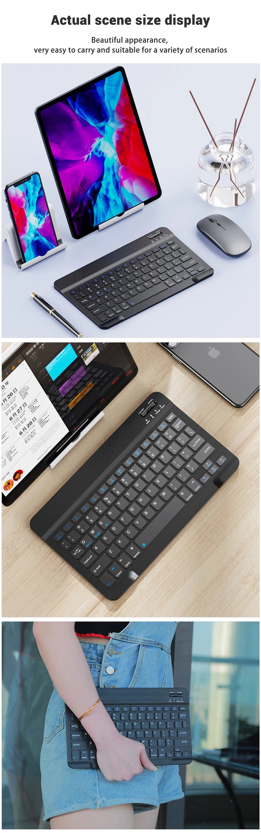Bluetooth Wireless Keyboard Mouse For IOS Android Windows Tablet For iPad Air Mini Pro