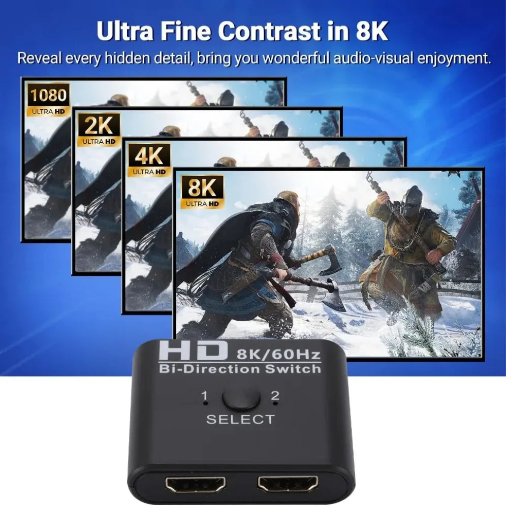 SwitchHub 8K™ – Bi-Directional HDMI 2-in-1 Splitter