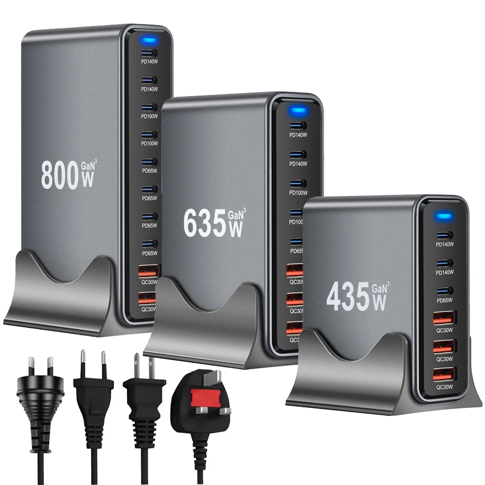 Gadgit Co PowerHub Station™ – Multi-Port GaN Desktop Charging Station | Up to 800W