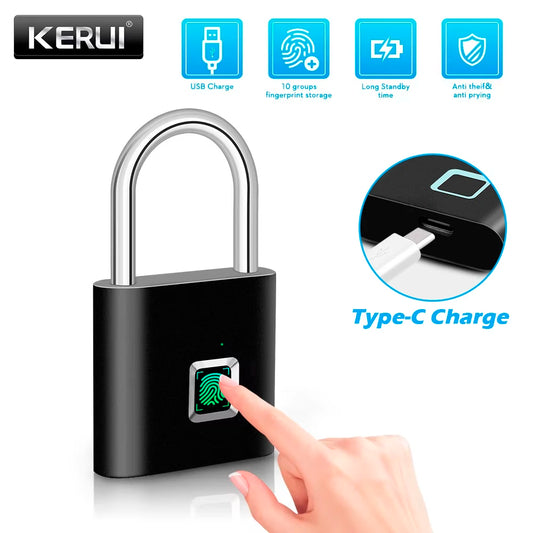 Gadgit Co Smart Fingerprint Padlock | IP67 Waterproof, 0.2s Unlock, Type-C Rechargeable