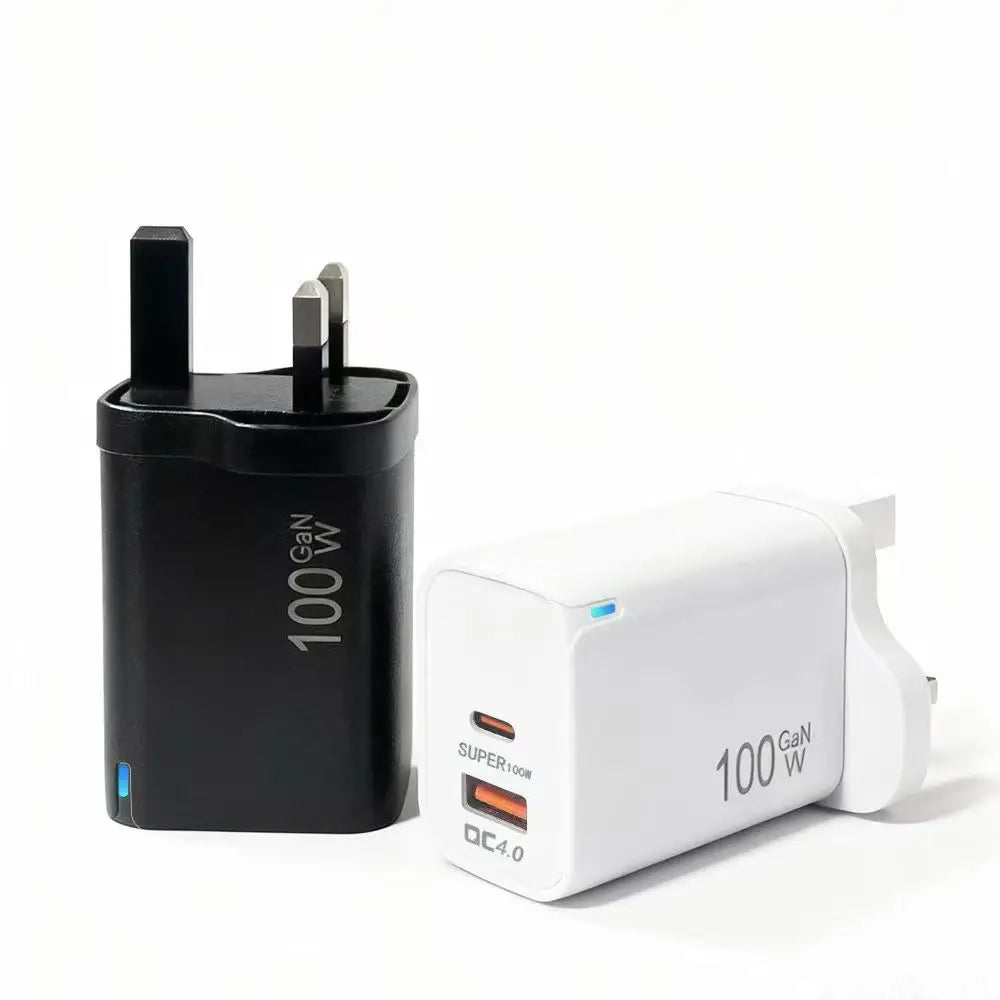 100W GaN USB-C +USBA   Charger  for MacBook Air ，Samsung Galaxy,Ipad Pro, Phone 17/16/15 and More , Power Bank  Quick Charge
