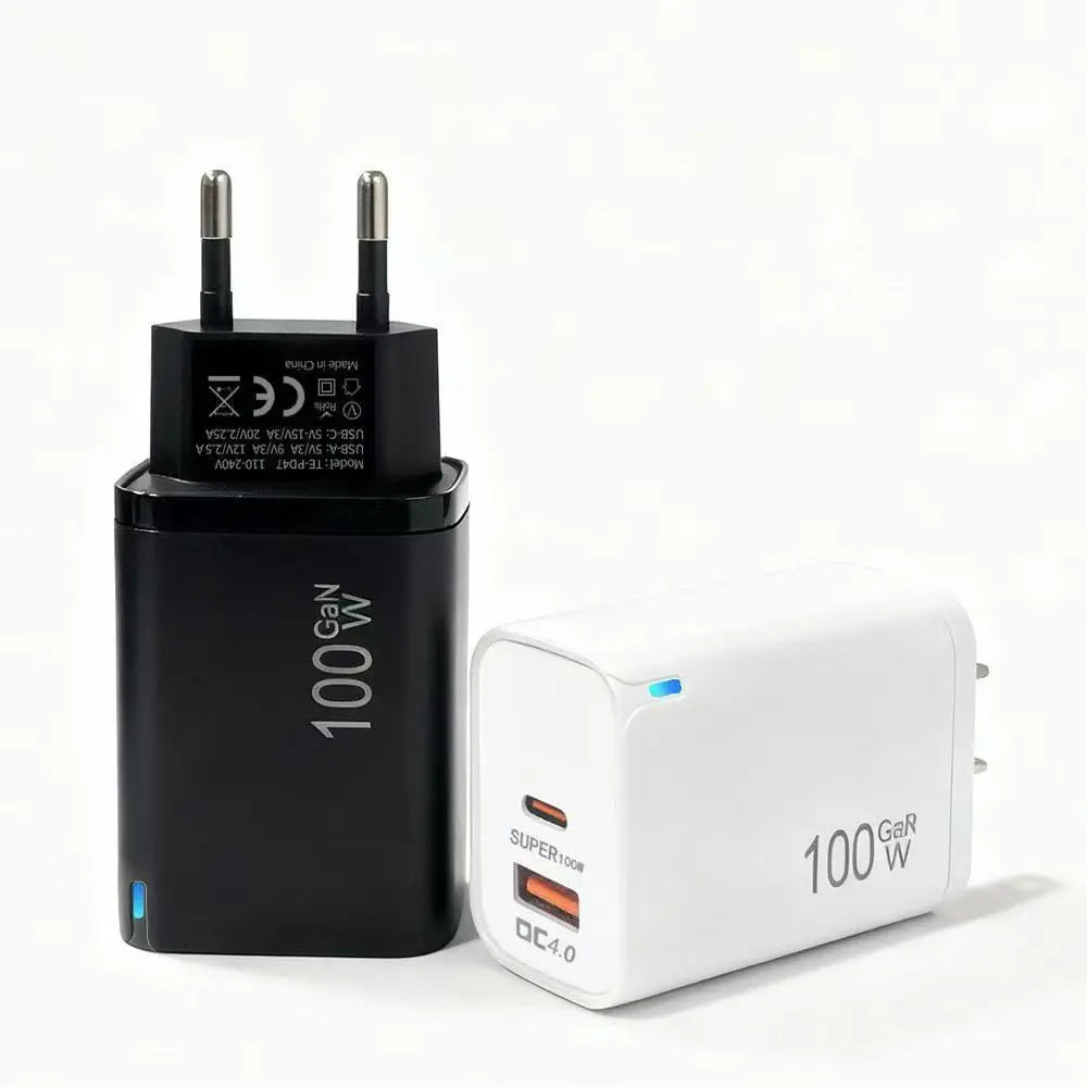 100W GaN USB-C +USBA   Charger  for MacBook Air ，Samsung Galaxy,Ipad Pro, Phone 17/16/15 and More , Power Bank  Quick Charge