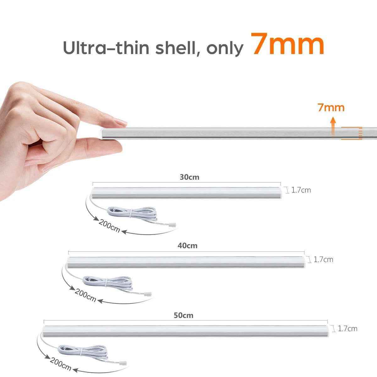 Gadgit Co Touch Sensor Dimmable LED Cabinet Bar Light | Aluminum, No-Hole, 50,000hr