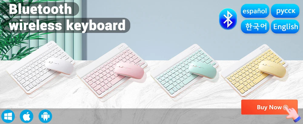 Bluetooth Wireless Keyboard Mouse For IOS Android Windows Tablet For iPad Air Mini Pro