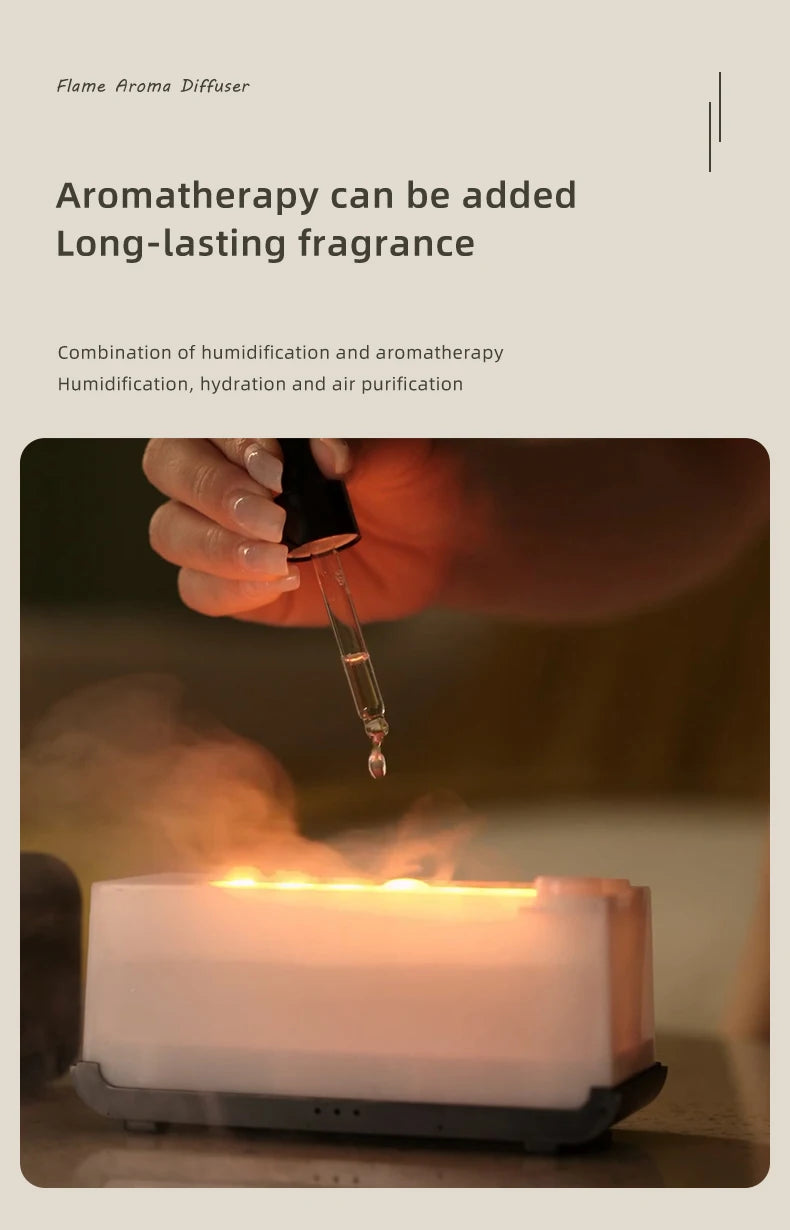 Gadgit Co 3D Flame Aroma Diffuser & Humidifier | 120ml, 7-Colour Flame, Timer