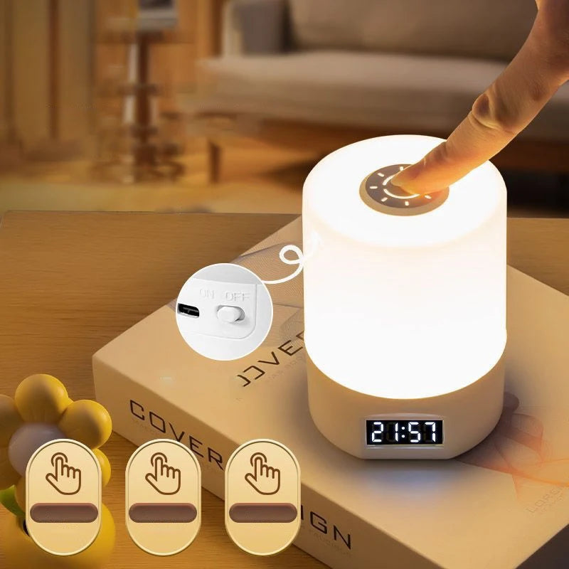 Gadgit Co™ LED Touch Desk Lamp | Clock, 3 Colour Temps, USB Rechargeable
