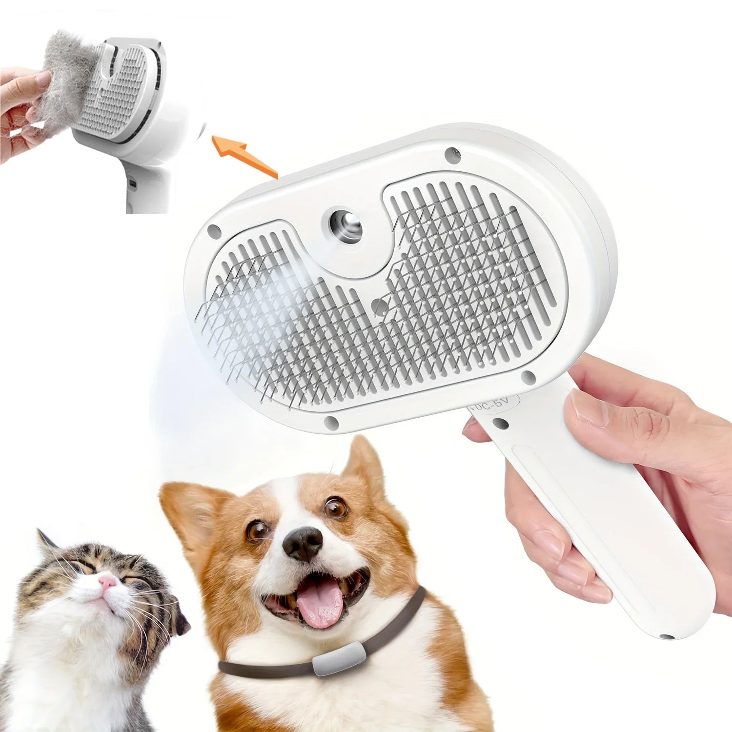 SteamGroom Pro™ – 2-in-1 Pet Steam Brush