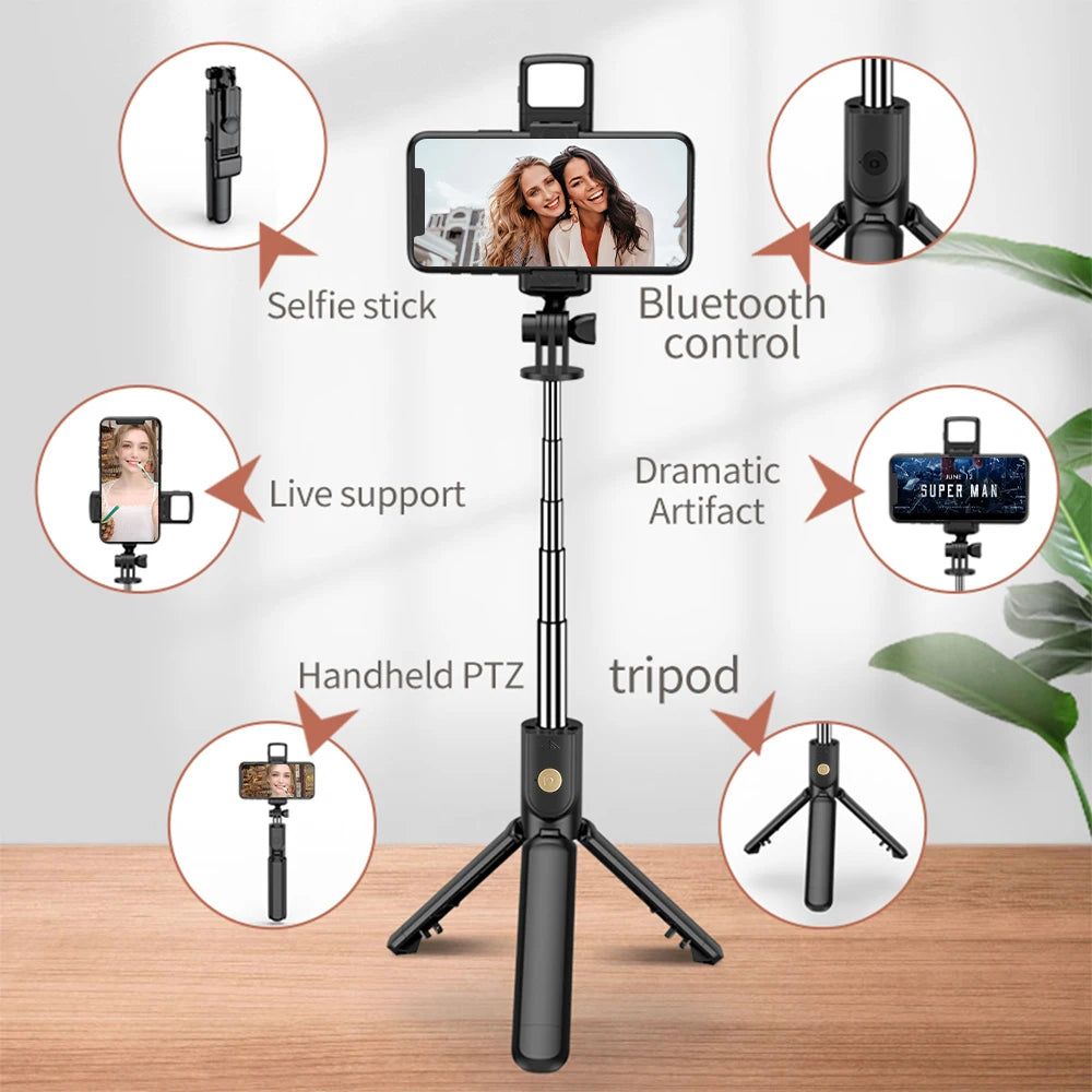 SnapPro™ – Wireless Selfie Stick & Tripod with Light