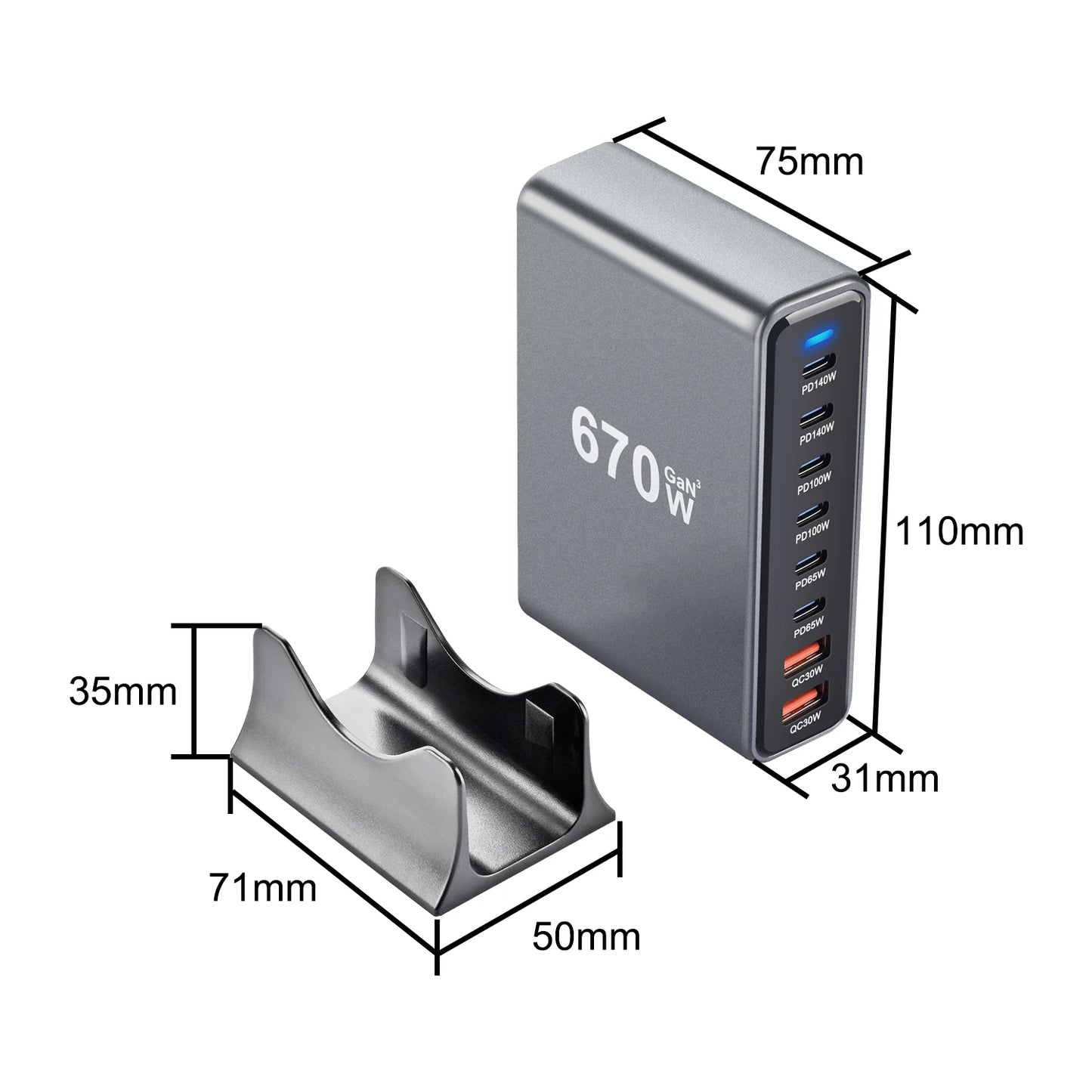 Gadgit Co PowerHub Station™ – Multi-Port GaN Desktop Charging Station | Up to 800W