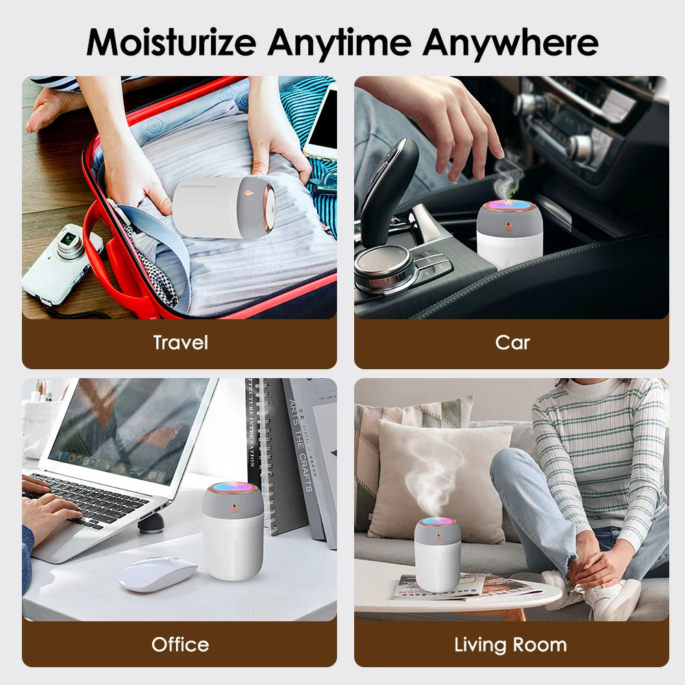 Gadgit Co 600ml Portable USB Cool Mist Humidifier & Aroma Diffuser | Dual Spray, Mood Light
