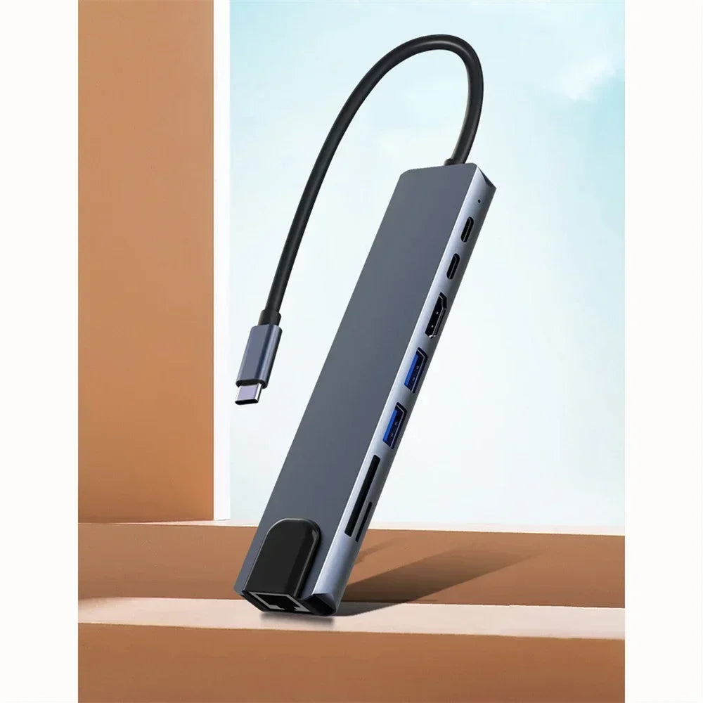 Gadgit Co™ – 8-in-1 USB-C Multiport Hub | 4K HDMI, RJ45, PD, SD/TF
