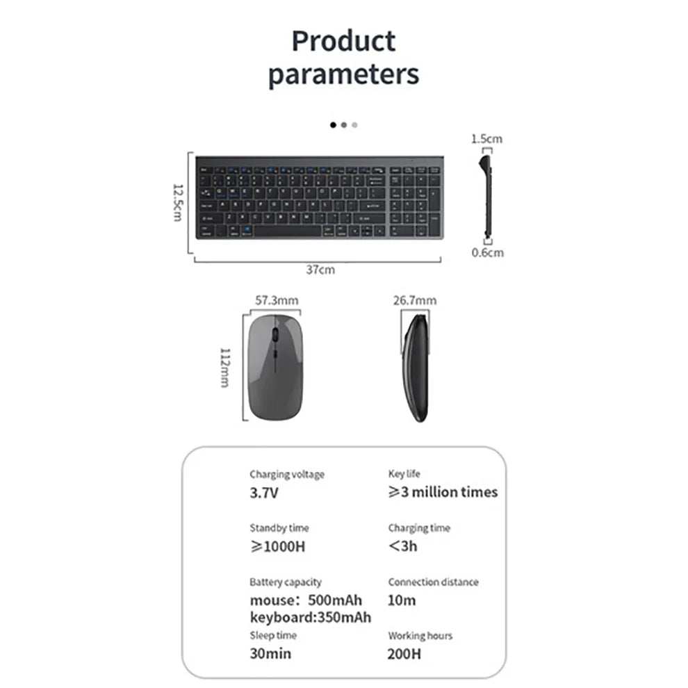 Gadgit Co™ – Slim Rechargeable Wireless Keyboard & Mouse Combo | 4-Device | Multi-Language