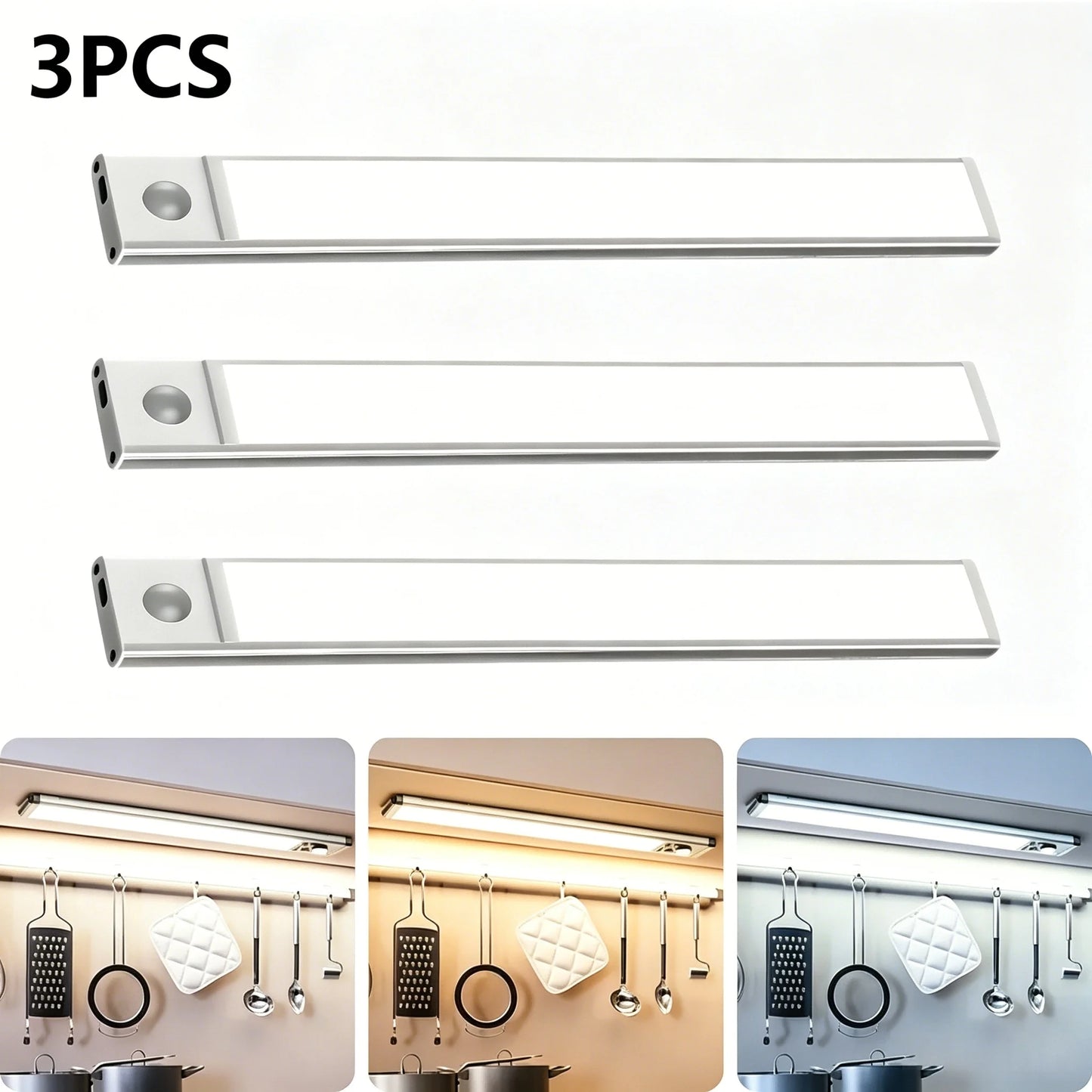 Gadgit Co 40cm Rechargeable LED Bar Light | Motion Sensor, Magnetic, USB, 3 or 4 Pack